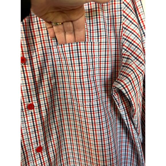 UNTUCKit Plaid Tommasi Wrinkle Free Regular Fit Button Down Shirt Red Blue Large - Picture 4 of 10